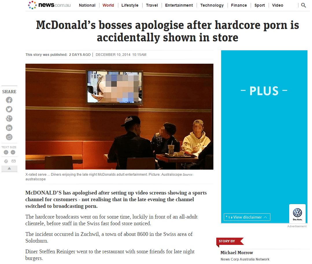 1079px x 912px - Don't get caught out: McDonald's bosses apologise after ...